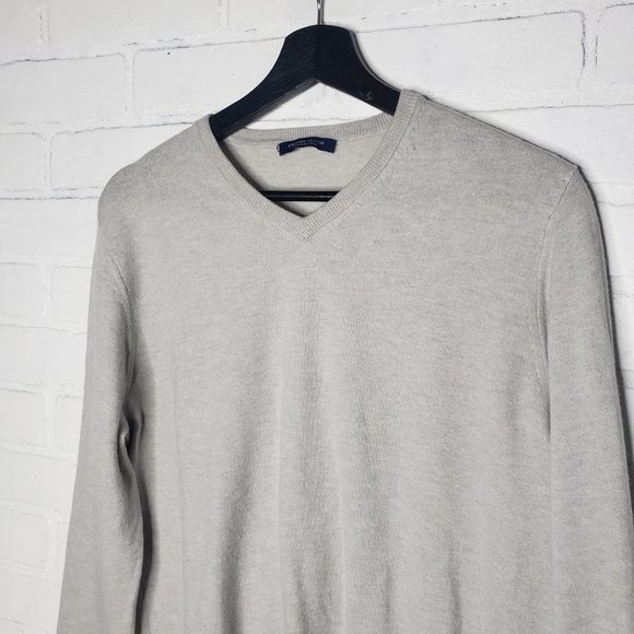 PROPER CLOTH Men's LG Biella S130s Merino V-Neck Sweater Gray Large - Picture 4 of 5